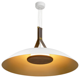 Volo 36 Pendant, Cava, White Shade Exterior, Walnut Disc, 2700k