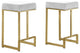 Pemberly Row Velvet Backless Counter Height Stool in White/Gold (Set of 2)