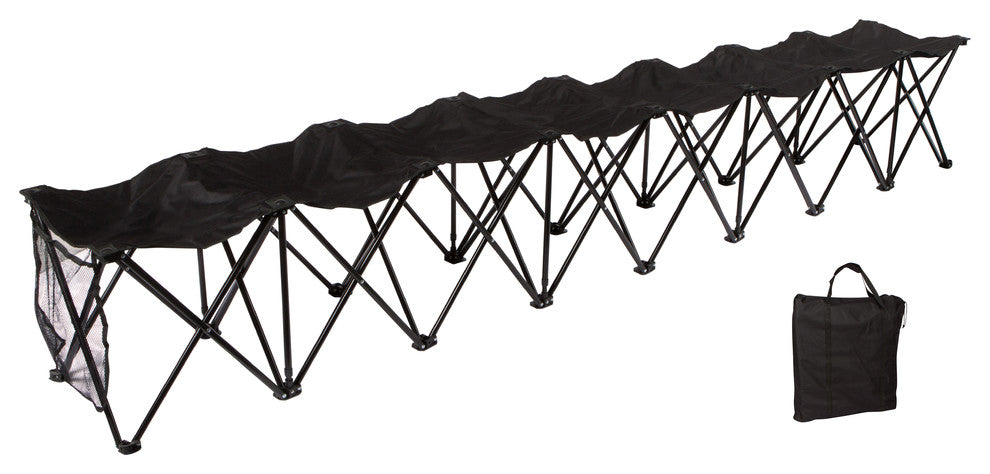 Portable 8-Seater Folding Team Sports Sideline Bench, Black