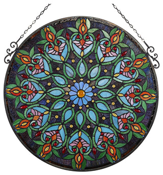 CHLOE Lighting ARABELLA Tiffany-Style Victorian Stained Glass Window Panel