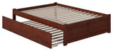 Bowery Hill Solid Wood Platform Full Panel Bed with Trundle in Walnut