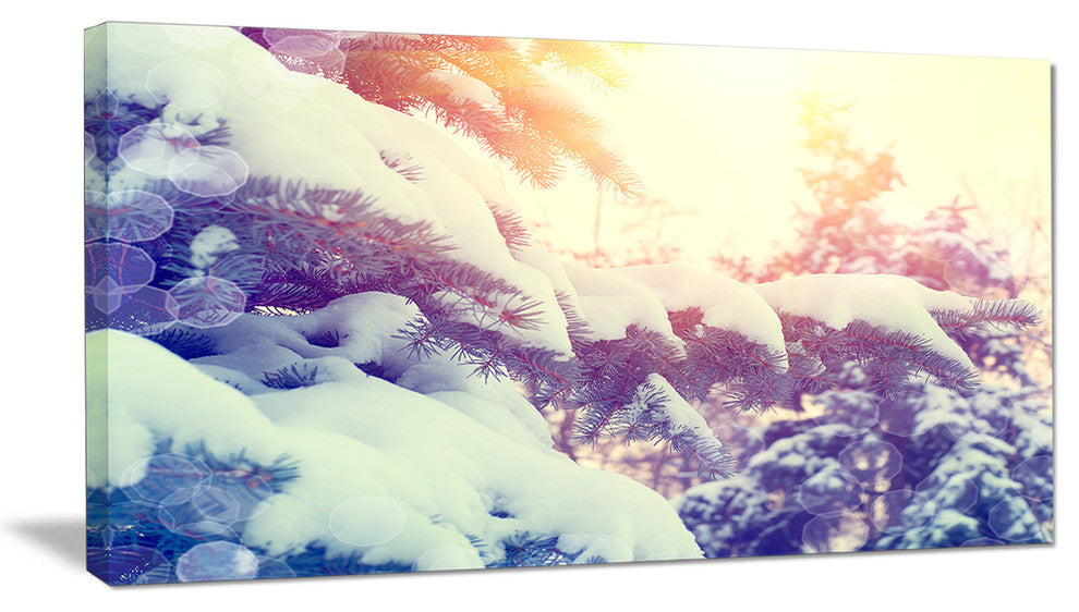 Winter Pine Trees in Mountains, Large Landscape Canvas Art, 32"x16"