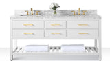 Elizabeth 72 in. Bath Vanity Set in White with Gold Hardware