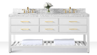 Elizabeth 72 in. Bath Vanity Set in White with Gold Hardware