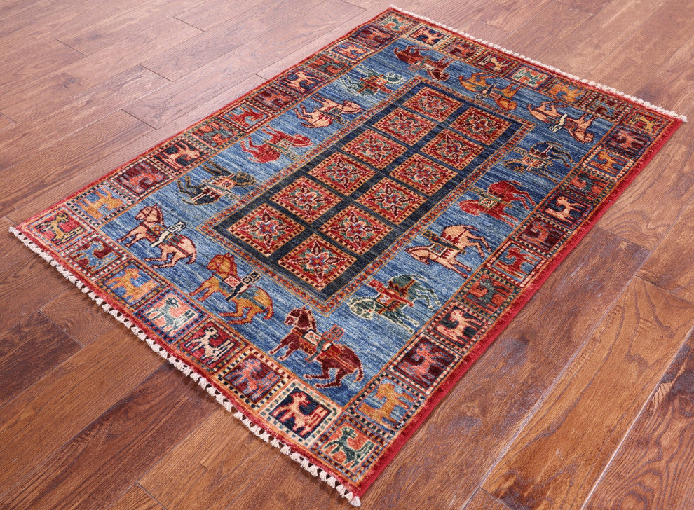2' 9" X 4' 0" Hand-Knotted Antiqued Pazyryk Historical Design Rug Q10975