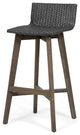 Jessie Outdoor Wood and Wicker Barstool, Set of 4, Gray, Gray Finish