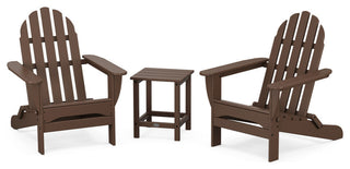 Classic Folding Adirondack 3-Piece Set, Long Island 18" Side Table, Mahogany