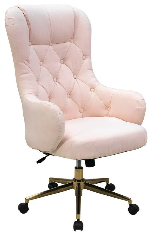 Ergonomic Office Chair, Padded Seat & Comfortable Button Tufted High Back, Pink