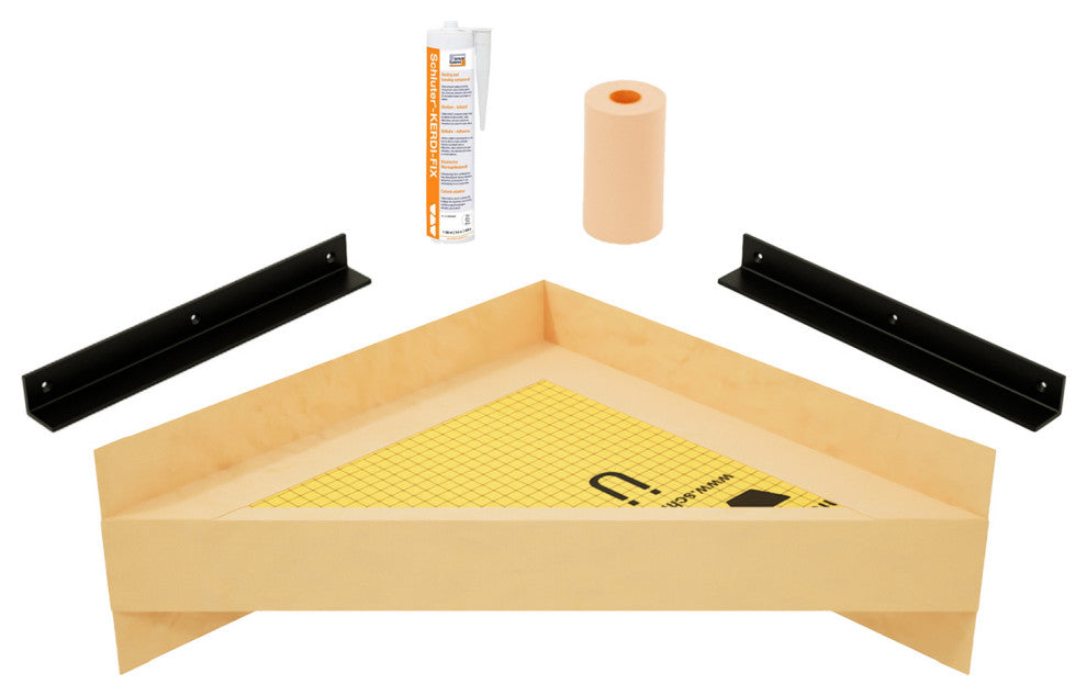 The Original™ Floating Corner Shower Bench Kit with Orange XPS Board, 24"