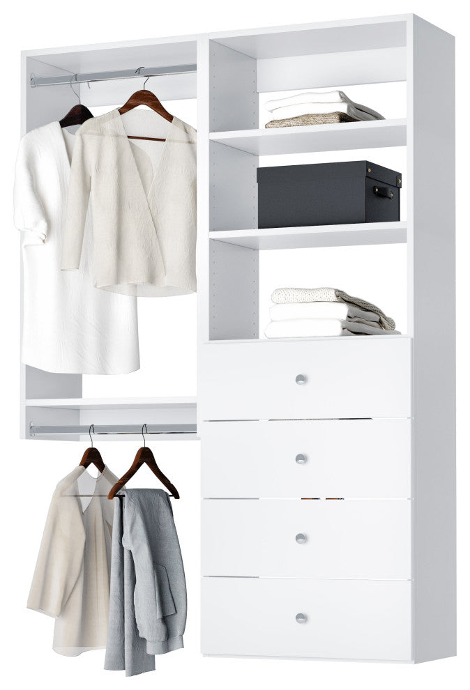 Modular Closet System Hanging Closet Organizer With Drawers 48"-63"