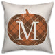 Plaid Pumpkin Monogram M 18x18 Spun Poly Pillow