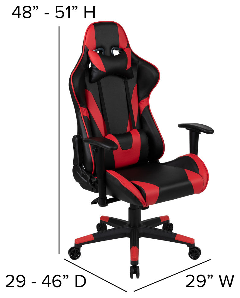 Gaming Desk and Reclining Chair Set, Red