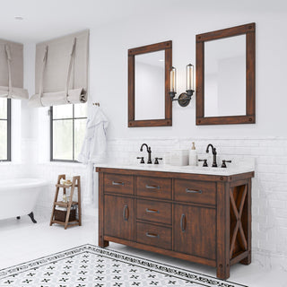 Aberdeen Carrara Marble Countertop Vanity with Mirrors & Hook Faucet