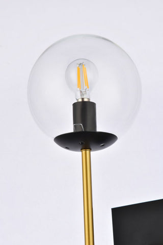 Noah 1-Light Black and Brass and Clear Glass Wall Sconce