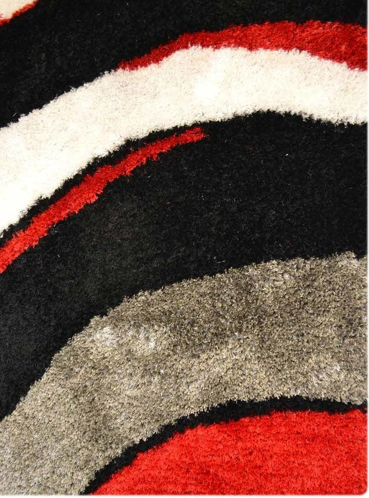 Wavy Stripes Hand Tufted Shaggy Oriental Area Rug, Multi, 8x10''