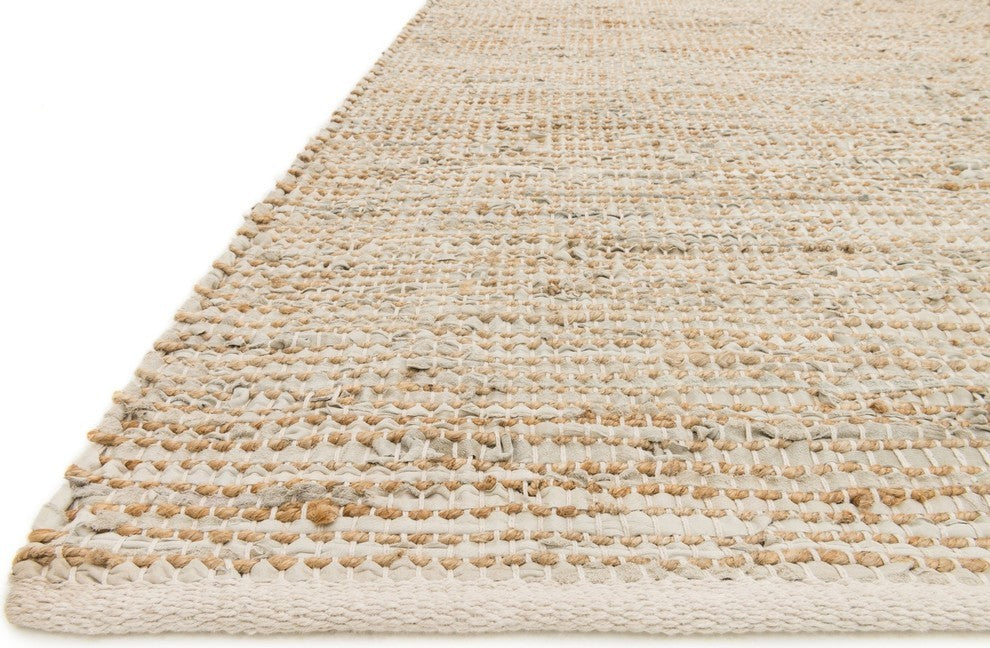 Natural Leather & Jute, Edge Area Rug, Ivory, 7'9"x9'9"