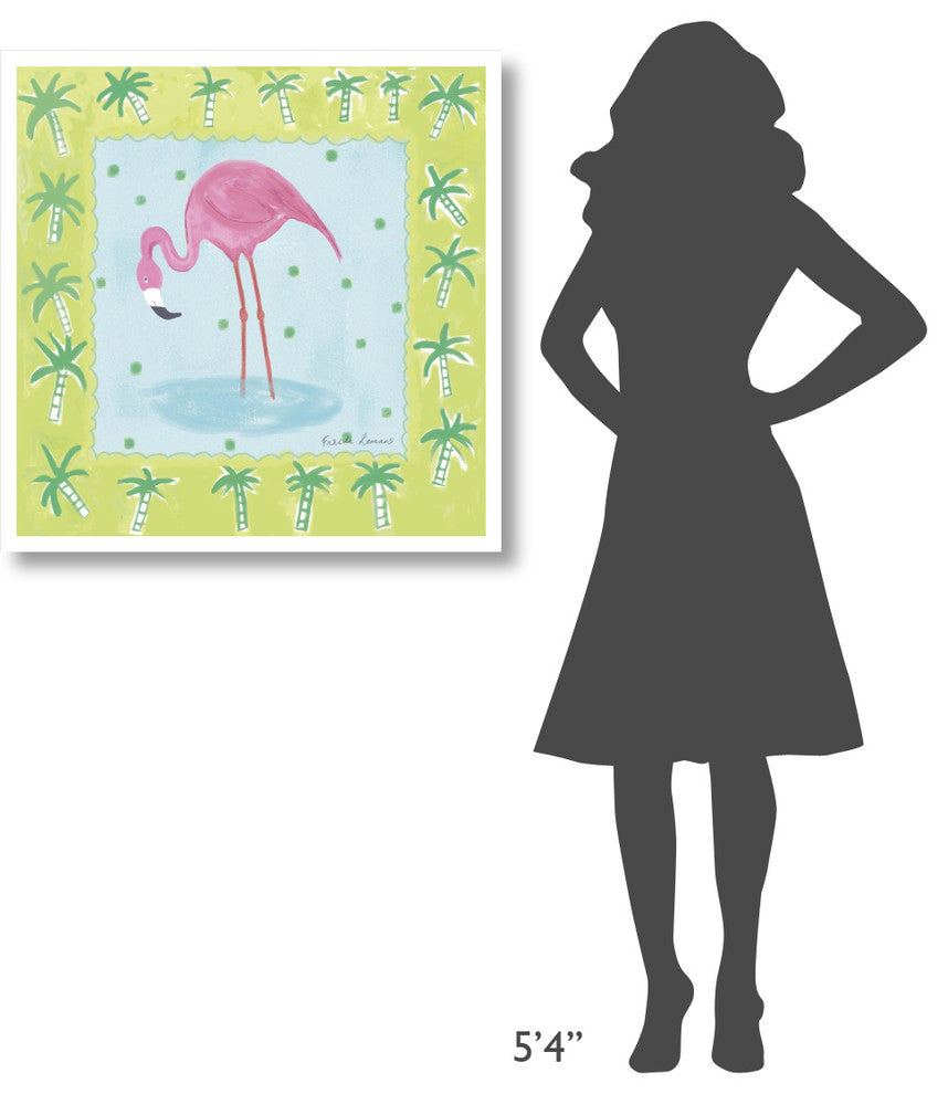 "Flamingo Dance III" Digital Paper Print by Farida Zaman, 32"x32"