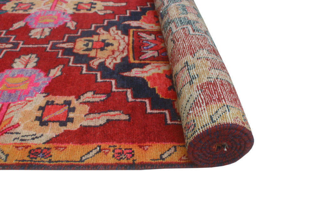 Fine Vintage Distressed Ameer Red/Charcoal Runner, 2'11x11'10