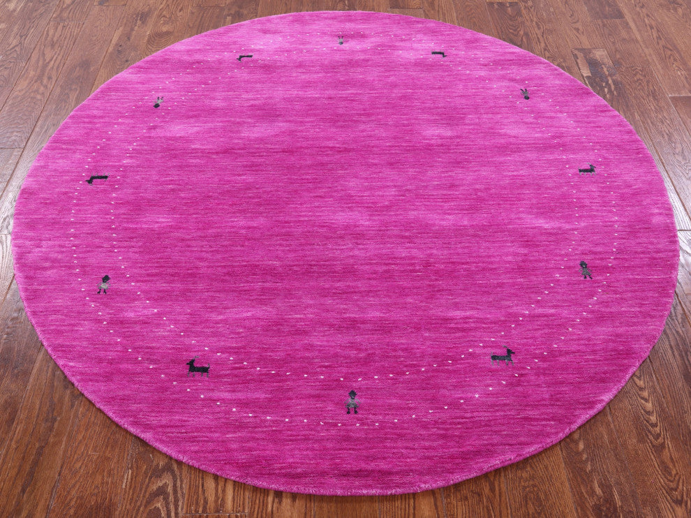6' Round Persian Gabbeh Hand Knotted Wool Rug - Q15048