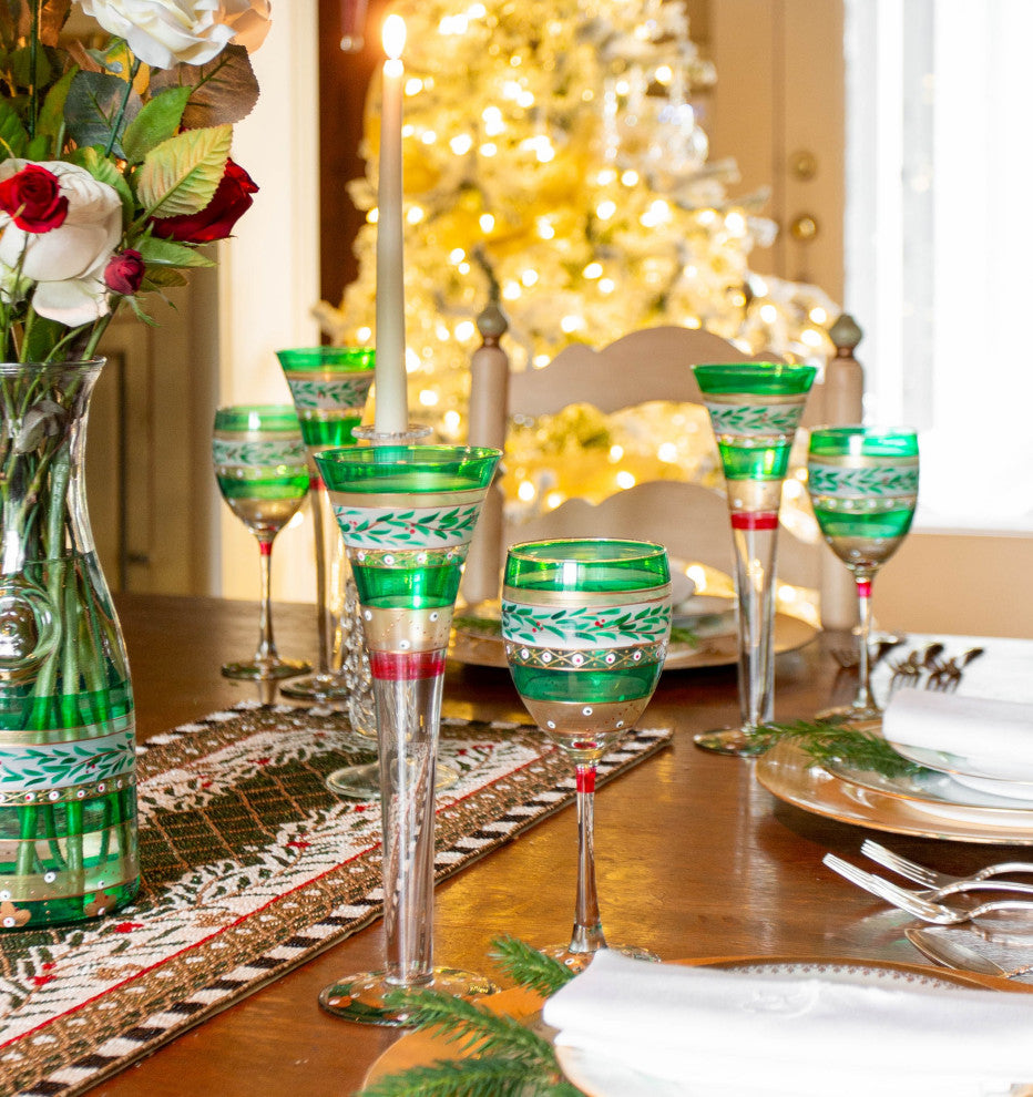 Christmas Garland Hollow Flute Glasses, Set of 2