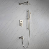 Cero Set 8" Brushed Nickel Square Rain Shower and Handheld