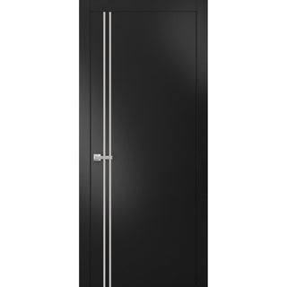 Solid French Door 30 x 96 | Planum 0310 Matte Black with| Bathroom