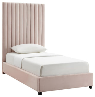 Arabelle Blush Velvet Bed in Twin