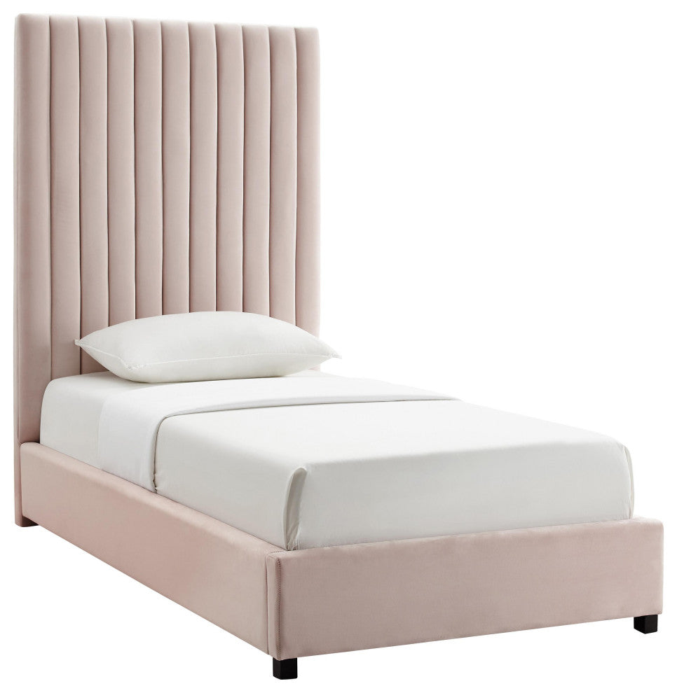 Arabelle Blush Velvet Bed in Twin