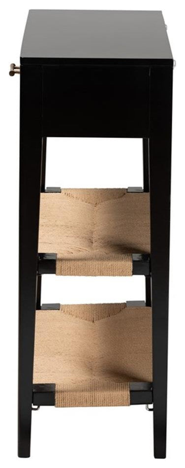 Freya Modern Bohemian Black Finished Bayur Wood 1-Drawer Console Table