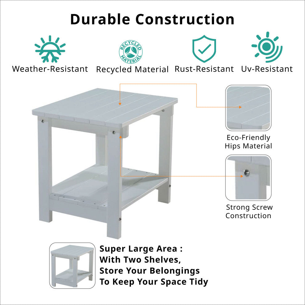 Orlando Plastic Wood End Table, White