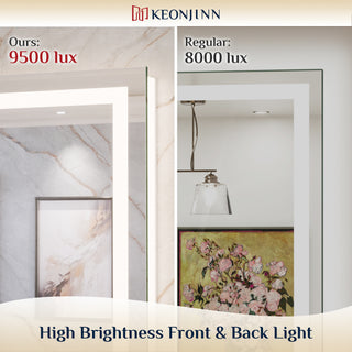 LED Bathroom Mirror With Smart Motion Sensor Front & Backlit, Dimmable, 55x36