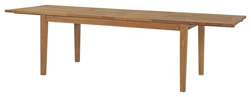 Side Dining Chair and Table Set, Wood, Brown Natural White, Modern, Outdoor