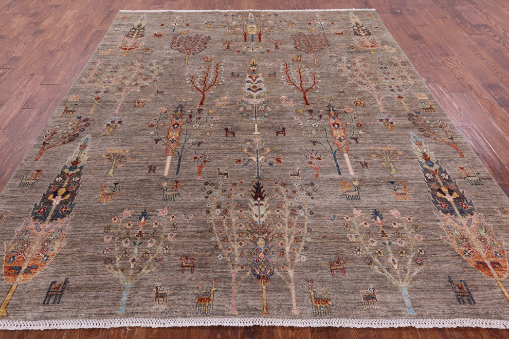 Hand Knotted Persian Gabbeh Wool Tribal Rug 8' 1" X 9' 6" Q11139