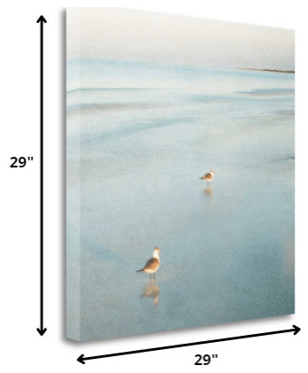 29" Coastal Two Seagulls on the Beach Giclee Wrap Canvas Wall Art
