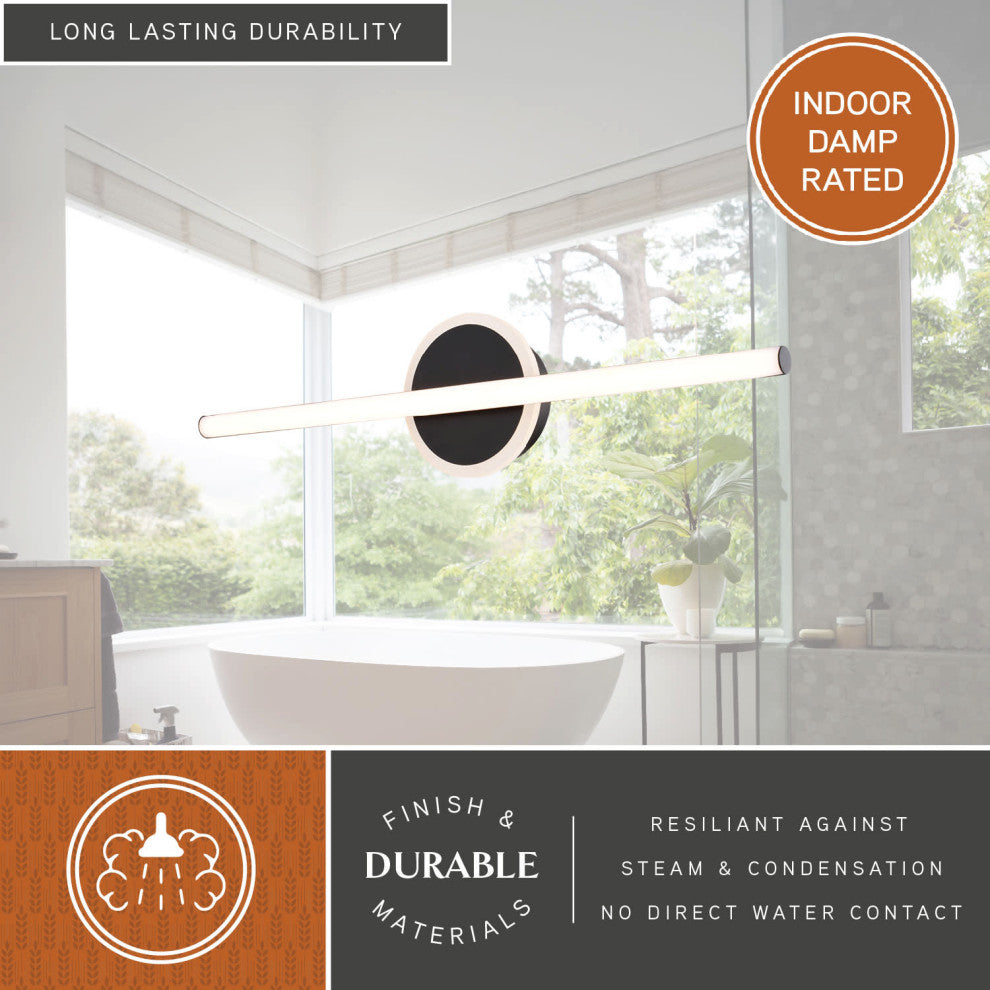 Whittier 23.75" LED Black Bathroom Vanity Wall Light With Night Light