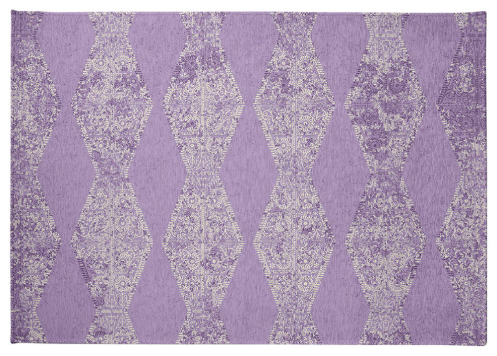 Pyramid Stripe Chenille Rug, Purple, 5'x7'