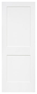 2-Panel Kimberly Bay Door, Interior Slab Shaker, White, 1.375"x24"x80"