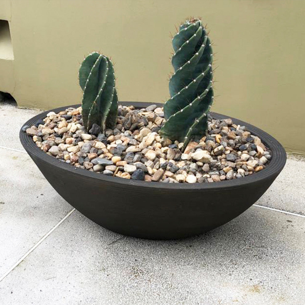Delano Double Walled Unique Oval Bowl Planter - 30''X 21'' Bowl (Old Bronze)