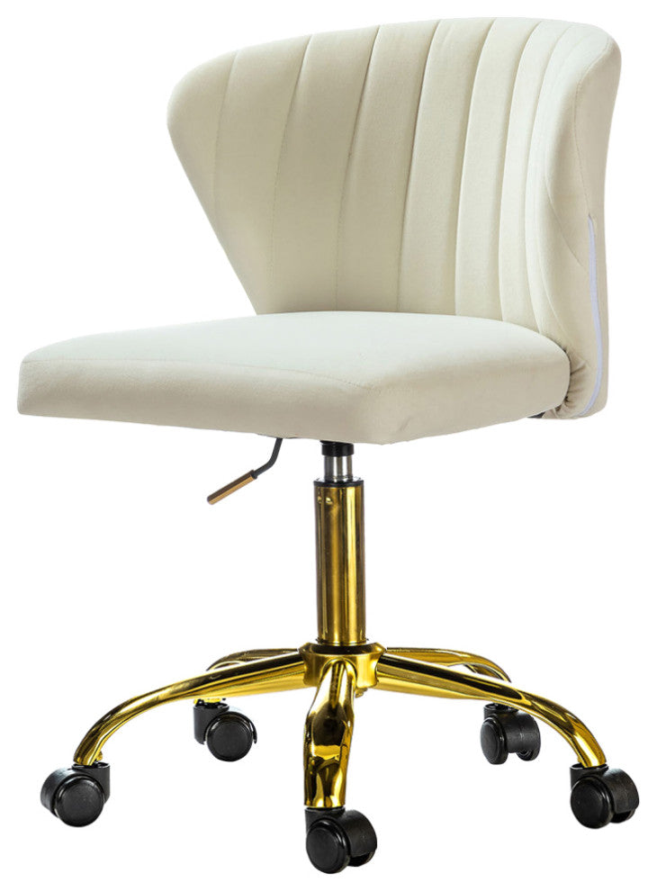 Swivel Task Chair With Tufted Back, Ivory