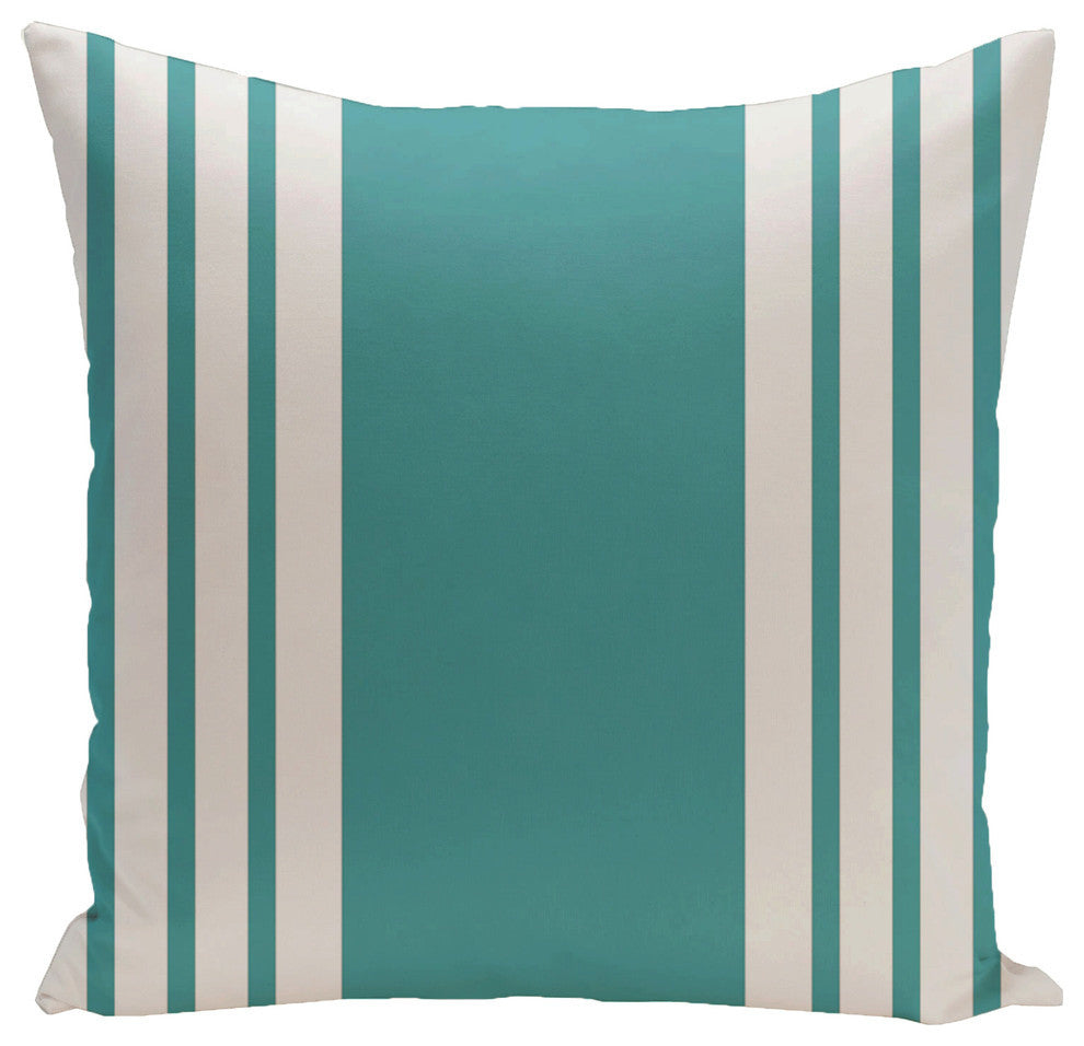 Big And Bold Stripe, Decorative Outdoor Pillow, Dazzling Blue , 18"x18"