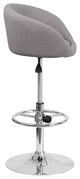 Contemporary Fabric Adjustable Height Barstool With Chrome Base, Gray