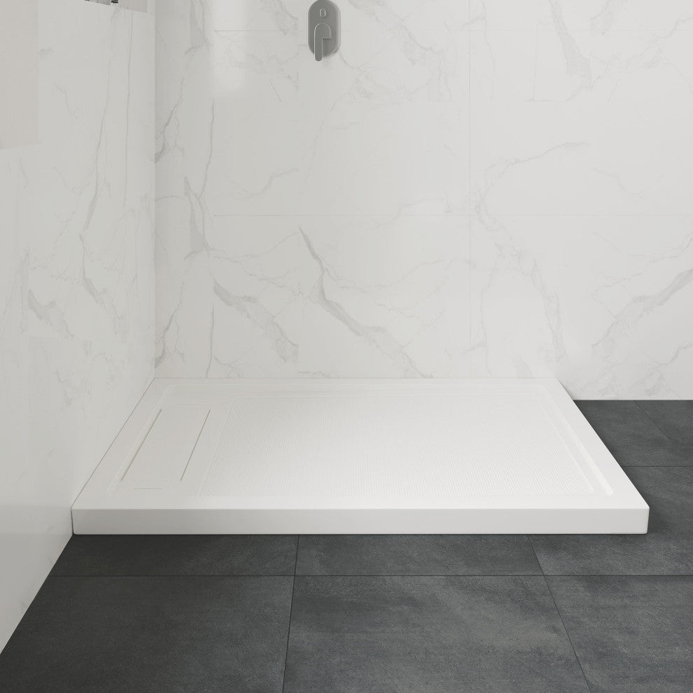 Ove Decors Erika Shower Base Rectangle, White, 54"x36", Side Drain