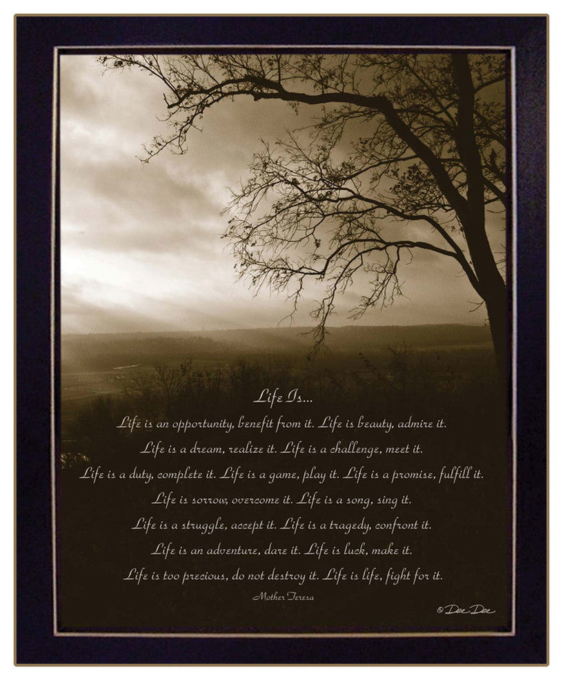 "Life Is" By Dee Dee, Printed Wall Art, Ready To Hang, Black Frame