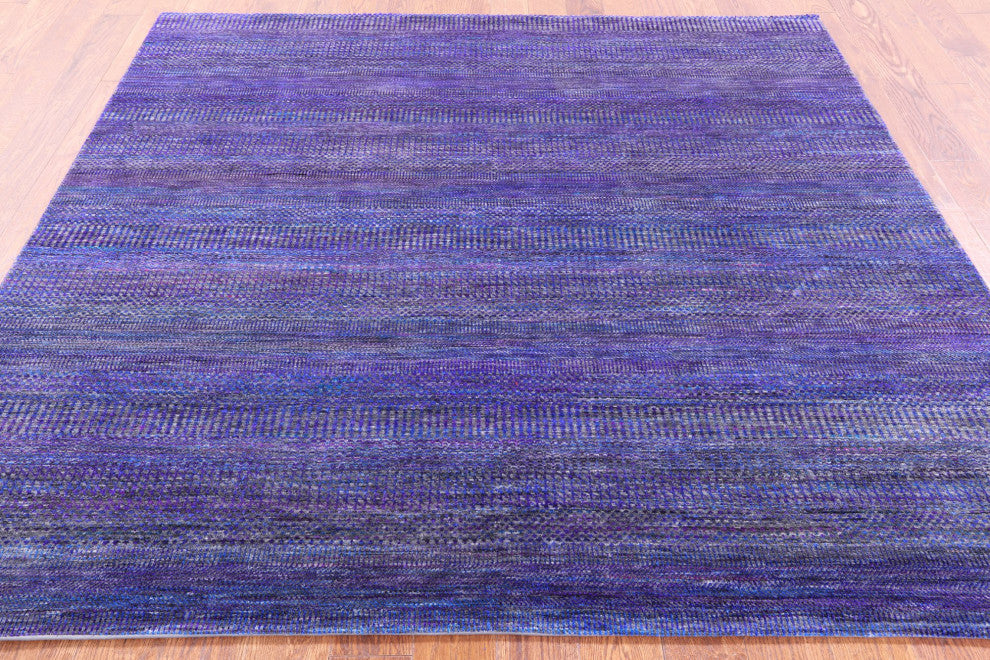 7' Square Super Savannah Gabbeh Handmade Wool and Silk Rug Q6874
