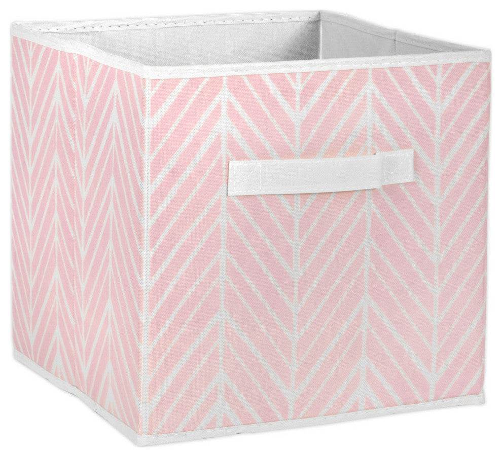 Nonwoven Polyester Cube Herringbone Mauve Square 11"x11"x11", Set Of 2