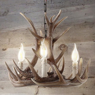 Eldora 18" Adjustable Resin Antler 3-Light Led Chandelier, Brown