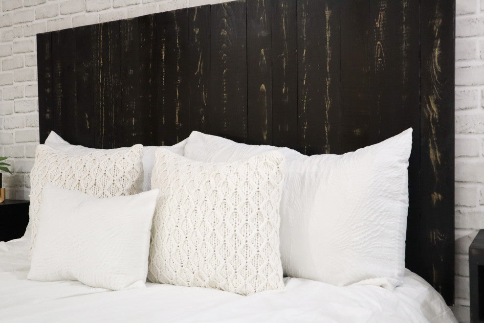 Handcrafted Headboard, Hanger Style, Black, Queen