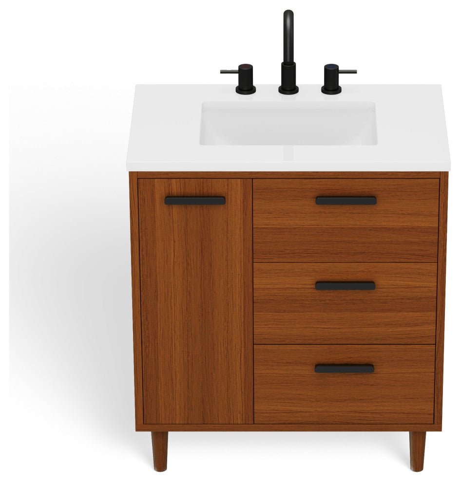 The Darby Bathroom Vanity, Teak, 30", Single Sink, Freestanding