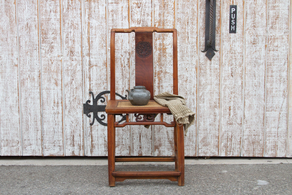 Antique Carved Elm Wood Chinese Chair
