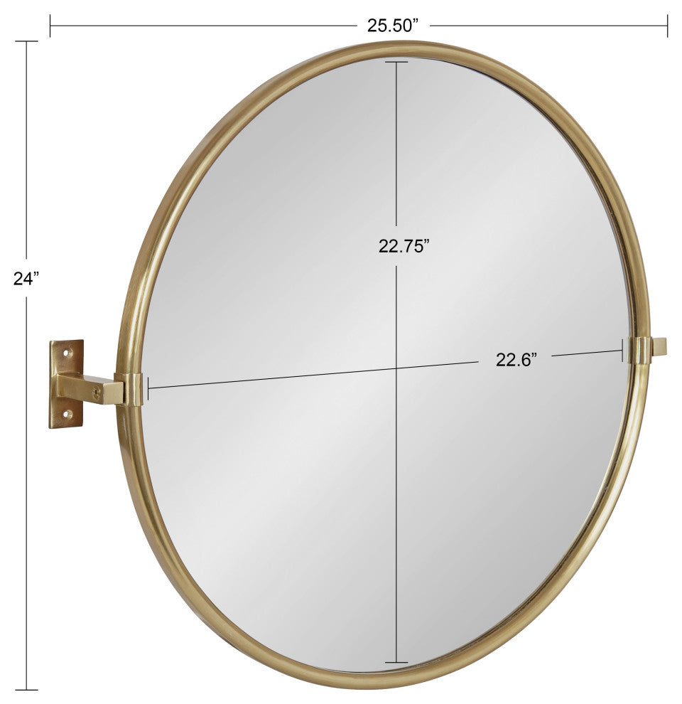 Taurus Pivot Wall Mirror, Gold, 26"x24"